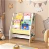 [en.casa] Scaffale per Cameretta con 4 Contenitori Morbidi a Scaletta - Mobile Porta Libri a Misura di Bimbi - Decorazione Dinosauro - Verde/Giallo