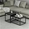[en.casa] Set di 2 Tavolini Bassi da Salotto - Tavolini Sovrapponibili in Altezze Diverse - Struttura in Truciolare - Nero, Opaco