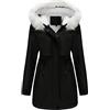 RQPYQF Cappotto Invernale da Donna Elegante Giacca Imbottita Cappotto Parka Imbottita Media Lugghezza Caldo con Cappuccio in Pelliccia Sintetica WT19 (Nero, M)