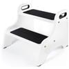 StrongTek Wood 2 Step Stool for Kids with Non-Slip Stepping Surface, Portable Handles, Skid Resistant Foot Pads, and 300 lbs. Capacity, Multipurpose Heavy-Duty Support (White)
