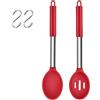 Herogo Set di 2 cucchiai da cucina in silicone e cucchiaio fisso per mescolare, servire, scolare, resistente al calore e antiaderente, lavabili in lavastoviglie (rosso)