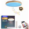 chysongoods Plafoniera LED Musicale da 40CM MW, Paralume Effetto Legno, Compatibile con Alexa, Altoparlante Bluetooth Integrato, Effetto Luce RGB, Dimmerabile, con Telecomando