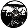 Instant Karma Clocks | Orologio da Parete Africa con Savana ed Elefanti | Design Etno Chic in Vinile Nero per Arredo Etnico o Ambienti Naturali