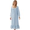 Nanxson Camicia da Notte Vittoriana in Cotone - Sleepwear Stile Principessa Vintage A Maniche Corte/Lunghe - Lunga in Pizzo con Volant (L, Manica Corta Bianca)