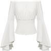 SCARLET DARKNESS - Camicetta da donna rinascimentale, spalle scoperte, maniche lunghe a sbuffo, medievale, con pince, blusa pirata, Nero , M