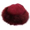 ihreesy ihresy Cappello di Pelliccia Sintetica da Donna, Cappello Pelliccia Volpe Sintetica Calda Cappello di Berretto Caldo da Donna Cappello PellicciaDa Uomo Cappello da Sci All'aperto Cappello,Vino Rosso