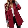 Lazutom Ufficio Tacca Risvolto Doppio Petto Tuta Blazer Giacca Trench, Rosso vinaccia, 40