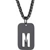 Richsteel Collana con Ciondolo a Forma di Lettera A-Z 26 Personalizzabile con Lettera dell'Alfabeto con Catena di Grano Resziabile Placcato Oro/Nero e Acciaio Inossidabile Gioielli Unisex