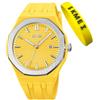 SKMEI Orologio da uomo in silicone, facile da leggere, impermeabile, sportivo, casual, alla moda, analogico, al quarzo, luminoso, regalo per padri, nero, G9299giallo, Alla moda