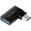 LogiLink AU0055 - Adattatore USB 3.2 Gen 1, da USB-C a USB-A, angolo di 90°, colore: Nero