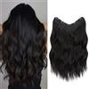 TESS Extension Capelli Clip Ondulato, 45 cm Extension con Clip Nero Capelli Sintetici Fascia Unica con 5 Clips Posticcio U-Form