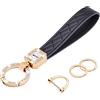 wisdompro Portachiavi da donna classico in pelle con strass nero 17,8 cm