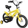 Begoniape Bicicletta per bambini da 14 pollici a partire dai 3 ai 6 anni, bicicletta regolabile per bambini con ruote di supporto, copertura della catena, gialla per bambini per ragazzi e ragazze e