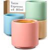 Cosumy Set Tazzine Caffè Particolari 80 ml Pastello - 4 pz Senza Manico Bar | Ceramica spessa mantiene il caffè caldo, finitura opaca, impilabili, Tazze Caffè, Coffee Mug, lavabili in lavastoviglie