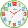 MPM Quality MPM Orologio da parete colorato per bambini in plastica, verde/bianco, grandi cifre 3D colorate, per giochi indisturbati, movimento al quarzo, adatto soprattutto per la cameretta dei bambini, l'asilo,