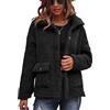 LIVACASA Cardigan Donna in Pile con Pulsanti Cappotto Cardigan con Tasche Autunno e Inverno Cardigan Manica Lunga Giacca Flepa Donna Nero S