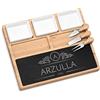 Maverton Vassoio da portata per formaggio in bambù - set 3 posate - tagliere rettangolare - con incisione personalizzata sulla tavola in ardesia - idea di compleanno per donna - art decò