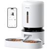 PETLIBRO 5G Wi-Fi Distributore Automatico Cibo Gatti, 5L Distributore Automatico Cibo Cani con 2 Ciotole in Acciaio Inox, 10 Pasti e Controllo del Timer, USB e Batterie, Voce bidirezionale, Bianco