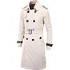 DianShao Uomo Windbreaker Cappotto Trench Giacche Moda Giacca Maniche Lunghe con Cinture Beige M