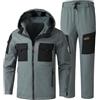 SadiTy Set Giacca E Pantaloni Da Sci Per Uomo, Tute Da Sci Antivento Impermeabili Con Cappuccio Calde Da Esterno Invernali Da Uomo 2 Set, Cappotto E Pantaloni Per Sport All'aria Aperta (Color : Blue gray,