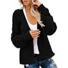 Ghemdilmn Maglione da donna, autunno e inverno, aperto, lavorato a maglia, morbido, tinta unita, a maniche lunghe, casual, cardigan da donna, in lana, a maniche lunghe, elegante, Nero , XXL