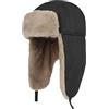 PivotWing Invernale Cappello Aviatore, Cappello Inverno Uomo Donna Cotone Berretto Caldo Pelliccia con Paraorecchie Antivento Antipolvere Abbigliamento Sci Cappello Impermeabile Nero