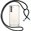 Pnakqil Custodia con Cordino Cover per Samsung Galaxy S23+ Girocollo Collana Cordoncino Collo Cordini Laccio Tracolla Catena Silicone Protettiva Trasparente Custodia per Samsung S23 Plus Cover, Nero
