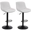 Ermnois Set di 2 sgabelli da bar orientabili con schienale, sedie da bar moderne, regolabili, in pelle PU, senza maniche，Bianco