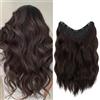 TESS Extension Capelli Clip Ondulato, 45 cm Extension con Clip Marrone Scuro Capelli Sintetici Fascia Unica con 5 Clips Posticcio U-Form