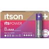 ITSON, AAA batterie alcaline, confezione da 8, per orologi, torce, telecomandi, confezione senza plastica, LR03IPO/8CB