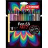 STABILO Pennarelli Pen 68 Brush Arty Line 568/18 - colori assortiti -  astuccio 18 pezzi - Pennarelli