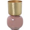 DRW Vaso da tavolo in metallo smaltato in rosa e oro 19x19x32 cm