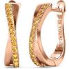 YOURDORA Donna Orecchini a Cerchio Originali in Argento 925 Zirconi Anello Contorto Idea Regalo Gioielli (Oro Rosa - Topazio)