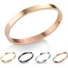 inSCINTILLE Bangle Bracciale Rigido Donna Uomo in Acciaio Inossidabile, Confezione Regalo Donna Uomo Inclusa, Braccialetti Bangles a Cerchio (Oro Rosa, Altezza 6mm - Circonferenza 21cm)