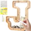 Lakpopya Salvadanaio in Legno per Bambini Salvadanaio Lettre Personalizzato di A-Z Salvadanaio Apribile Trasparente per Decorazione Regalo Battesimo (J)