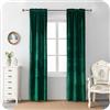 GIRASOLE HOME Coppia Tende Adelaide Morbide Oscuranti Termiche in Velluto 2 Pannelli da 70x240cm con Tasca, Verde