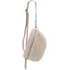 SH Leder ® Kate G358 - Marsupio da donna in peluche per festival, viaggi, borsa a tracolla, da donna, con tracolla in vera pelle, 27 x 16 cm, Chiusura lampo beige/argento, m, Marsupio