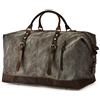 BRASS TACKS Leathercraft Borsone da Viaggio Uomo Donna in Tela Cerata e Pelle | Borsa Weekend Vintage Impermeabile, Grande Borsone Palestra e Sportivo con Tracolla