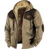 Generic Giacca foderata in pile da uomo, con cappuccio, con cerniera, giacca softshell con cappuccio, giacca in pile termico, coperta invernale, giacca da boscaiolo, giacca imbottita militare, Caffè 1, XXXL