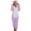 MJGkhiy Tuta Intera Inverno Pigiama Donna Morbido con Cerniera Pigiamone Intero in Pile Overall Onesie Jumpsuit con Cappuccio Curvy Tuta da Notte Sherpa Homewear Set Pigiami Lunghi
