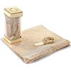 ihvan online Janamaz - Tappeto da preghiera musulmano in tessuto taffettà e perle di preghiera con elegante confezione regalo - Sajadah - Crema