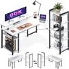 ODK Scrivania con Ripiano, Scrivania ad L con Supporto Lungo per Monitor, Bianco 140×137 cm