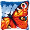 VERVACO Kit Latch Hook Cuscino Farfalla Arancione Kit Gancio di Chiusura Tappeto ca. 40 x 40 cm Set Ricamo Principianti Casa Decorazioni attività Creative Adulti Hobby Rilassanti Gobelin Cuscino