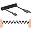 Twozoh Cavo Micro HDMI to HDMI, HDMI Tipo D Maschio a Tipo A Maschio Cavo a spirale 3D/4K 2.0a,2.0b,1.4a, Ultra HD, 1080p, (1,5M) (Spirale Micro HDMI)