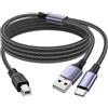 MOSWAG Cavo Midi USB 2.0 per stampante, da USB C a MIDI, da A maschio a B maschio, cavo USB C per scanner