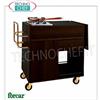 Carrello flamb in legno nobilitato CARBON, con 2 FUOCHI,Portabottiglie, Ribaltina laterale, sottostante vano con anta a battente, 1 cassetto e ripiano inferiore, dim.mm.1050x580x850h