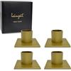 heimzeit Portacandele in Metallo per Candele a Stelo Ø22 mm e Candele da Tavolo [4 Pezzi, Quadrato], Colore: Oro, Design Elegante, Candelabro per una Raffinata Decorazione Della Stanza