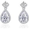 VONSSY Orecchini pendenti a goccia| Pietre preziose Waterdrop Teardrop Cristallo placcato oro bianco Orecchini ipoallergenici con zirconi cubici | Regalo di gioielli in argento per mamma moglie