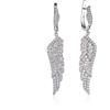 Namana Orecchini lunghi da donna con ali d'angelo, in argento Sterling 925, con pietre nere o bianche, eleganti orecchini pendenti da donna in argento sterling con confezione regalo, Argento sterling