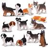 EYSCOTA Set di 12 statuette per cani, realistiche, dettagliate, in plastica, dipinte a mano, mini statuette per cani, set di giocattoli per torte, topper per compleanno, regalo per bambini e bambini